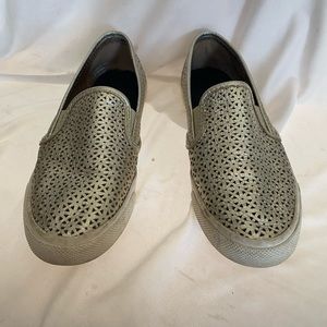 Sperry Seaside Pewter Metallic Slip On Sneakers